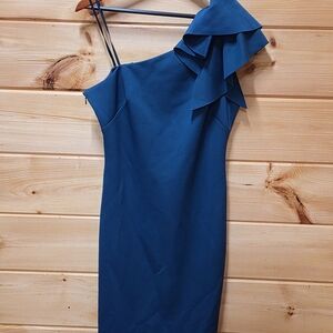 Jessica Howard Elegant One-Shoulder Teal Dress